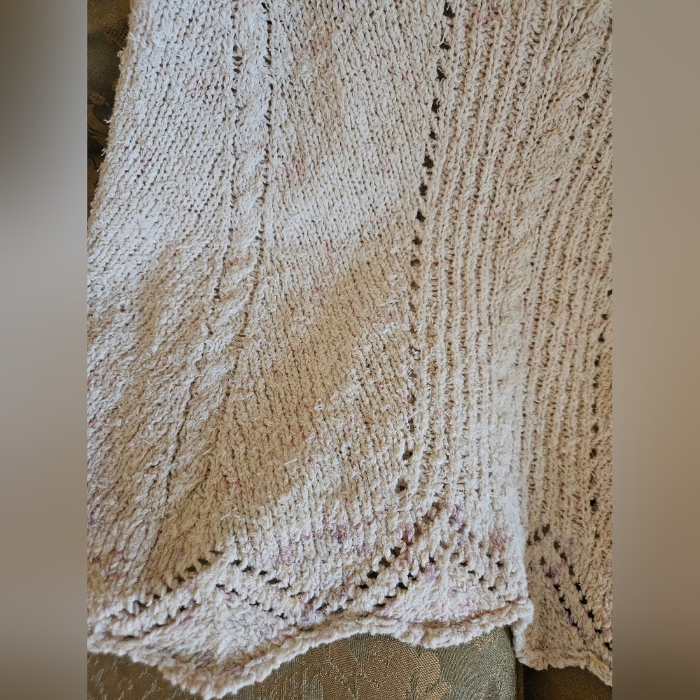 NWOT Anthropologie V-neck Pointelle Sweater Tank Ivory/ Multi MarbleLinen - Picture 4 of 14